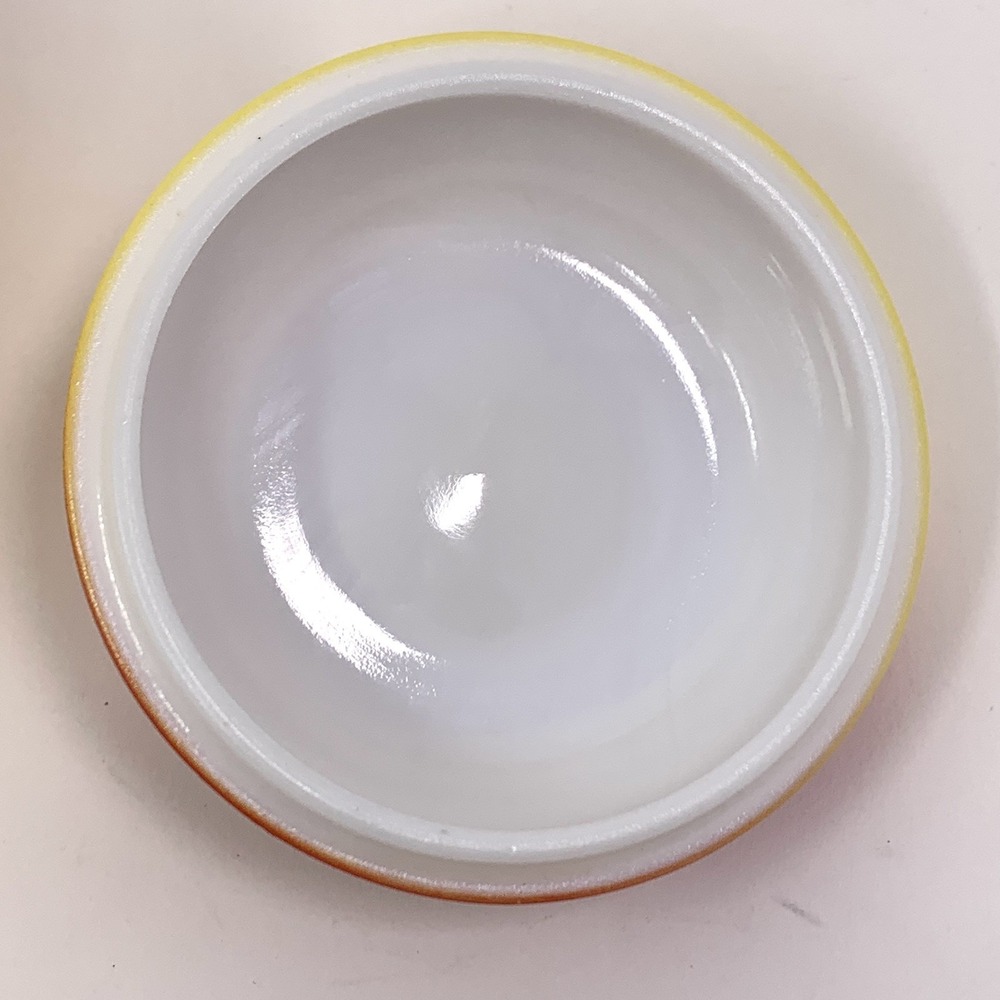 Vintage Hazel Atlas 4" Apple Milk Glass Jam Jar With Lid - Red and Yellow - Picture 7 of 12